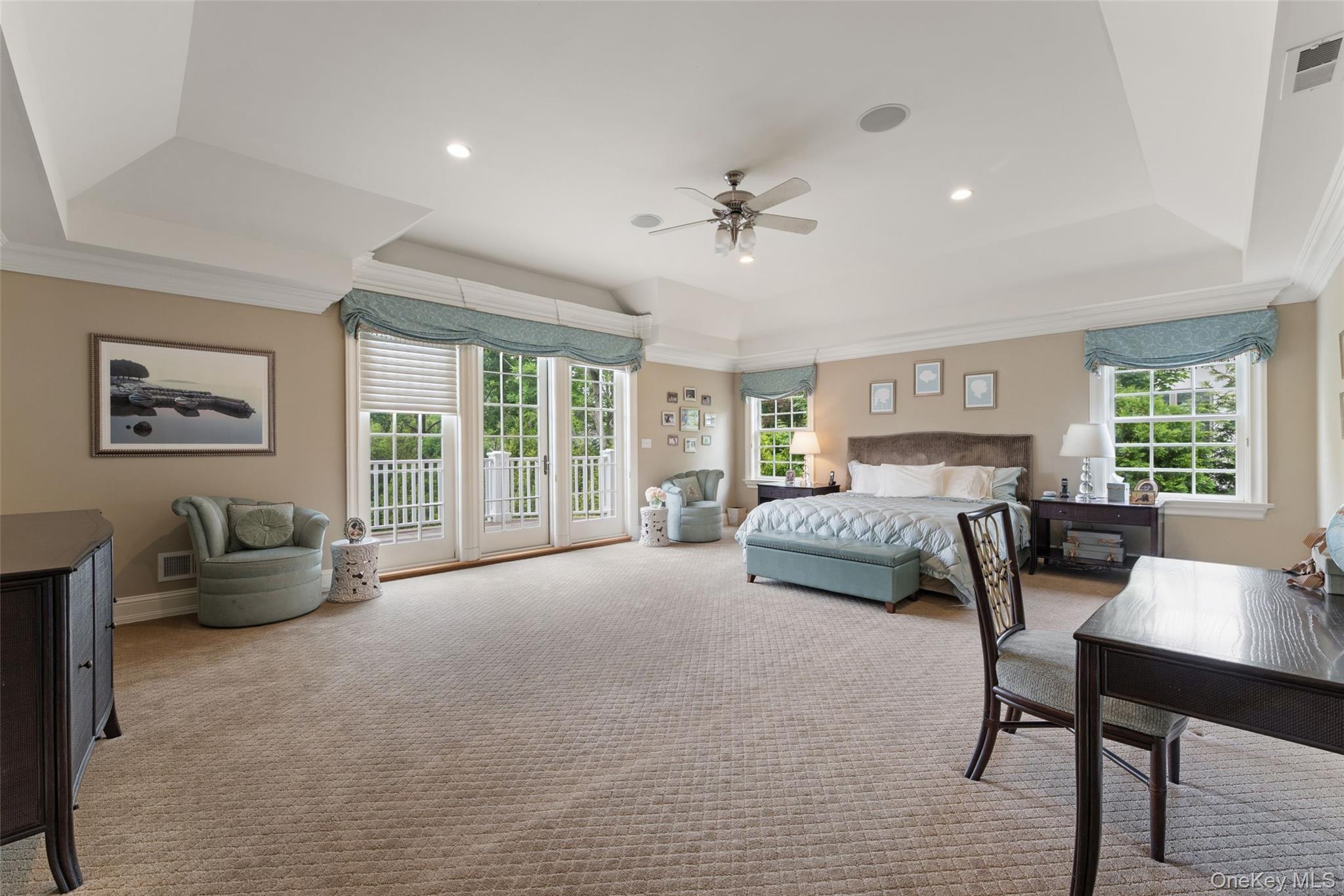 64 Stratton Road Scarsdale, NY 10583 - Photo 19 of 49 Primary Bedroom with vaulted ceilings and balcony