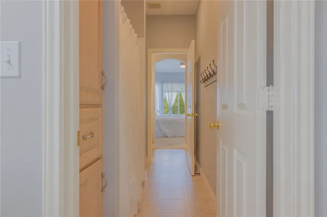 a view of a bathroom from a hallway