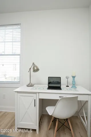 a dining room with table and chair