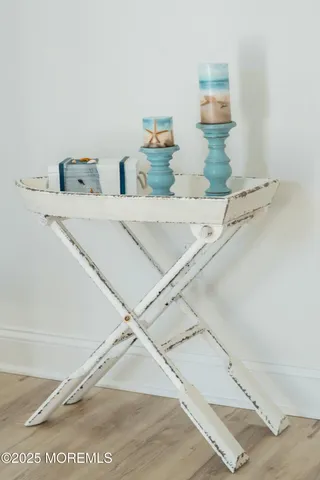 a view of bike storage next to a window