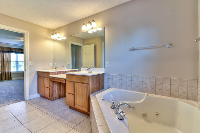 2515 St Andrews Road Urbana, IL 61802 - Photo 28 of 50 a bathroom with a tub a sink a mirror and a shower