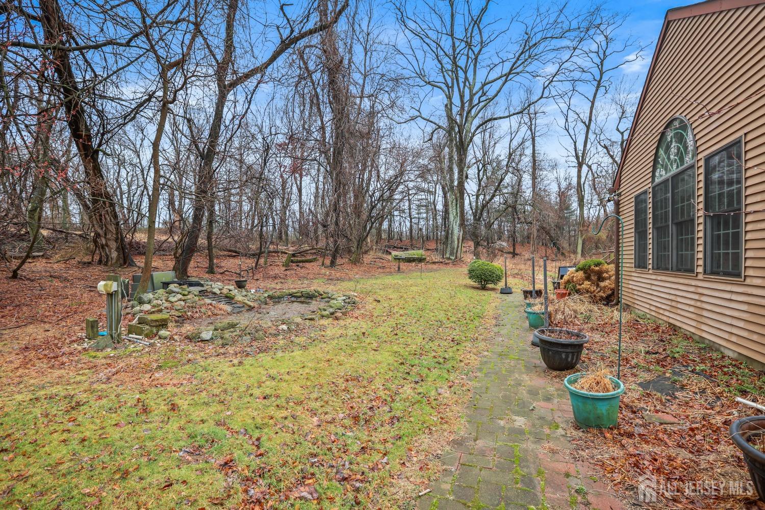 75 Baird Road Millstone Township, NJ 08535 - Photo 23 of 30 a view of swimming pool that has a fountain and a large tree