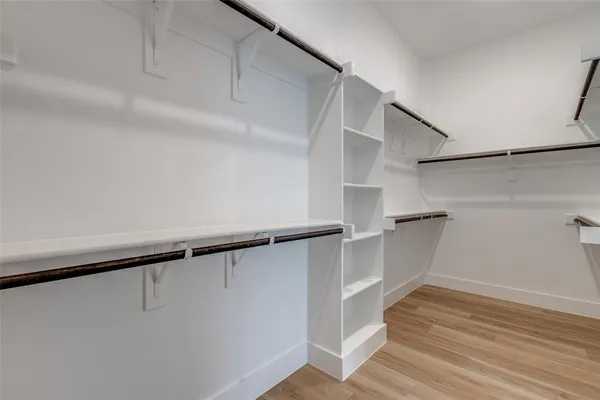 a view of an empty walk in closet