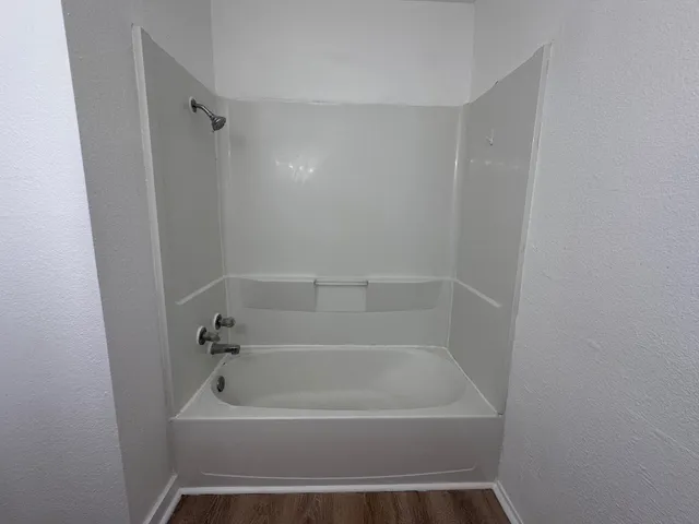 a bathroom with a tub