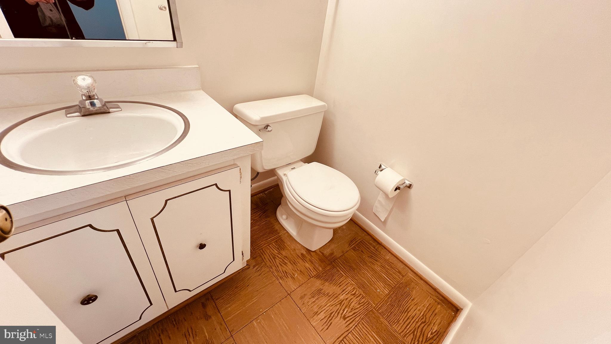 7853 Muirfield Court Potomac, MD 20854 - Photo 19 of 25 a bathroom with a sink a toilet and mirror