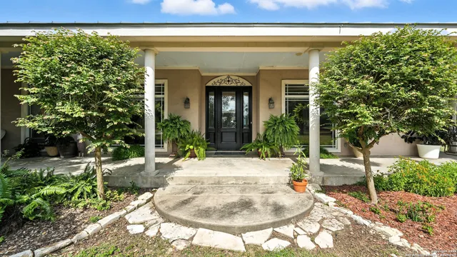 a house with a garden view