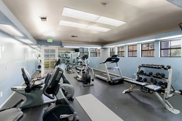 a view of a room with gym equipment