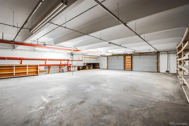 a view of a garage with furniture