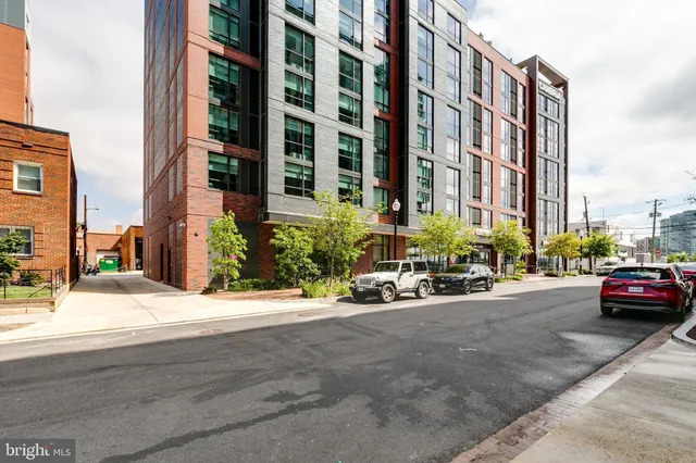 front view of a building with a street