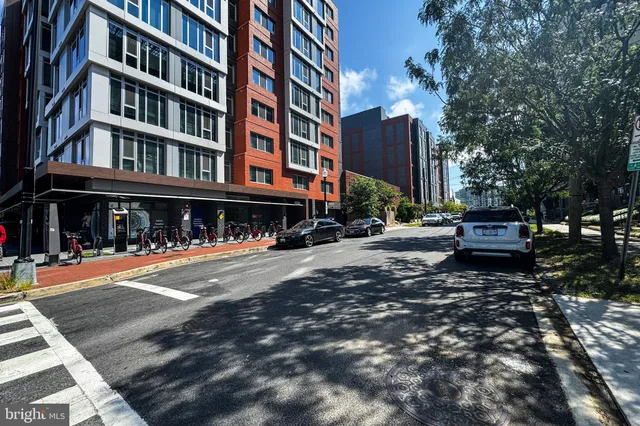 a front view of a building with street view