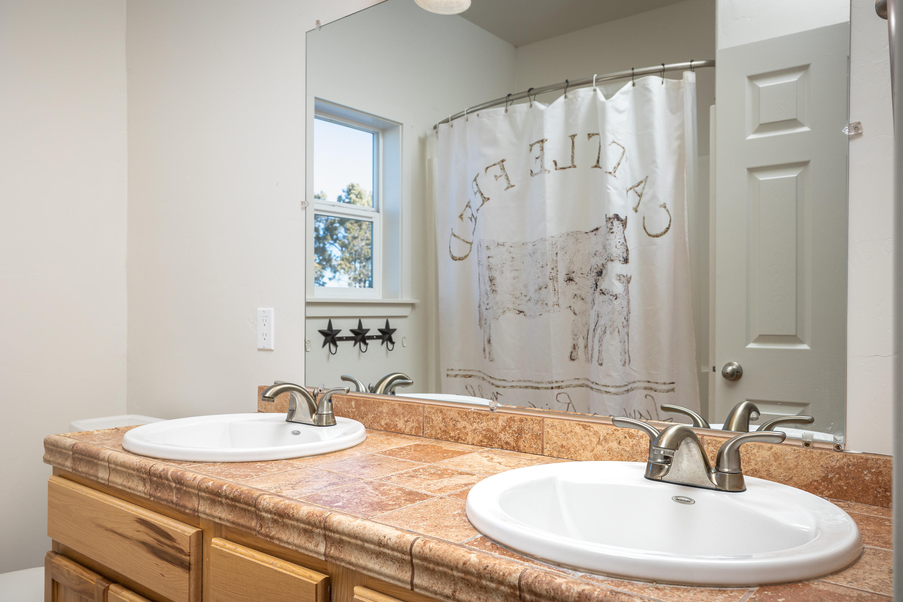 61822 Ten Barr Ranch Road Bend, OR 97701 - Photo 25 of 50 a bathroom with a sink and a mirror