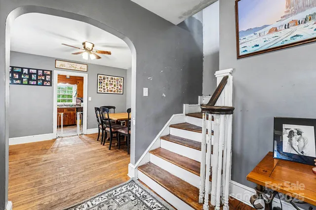 a view of a living room and dining room