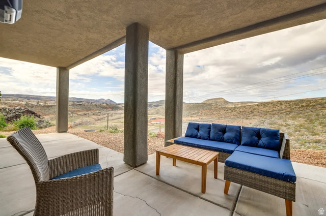 217 West Terrace Circle Toquerville, UT 84774 - Photo 10 of 25 View of patio / terrace featuring an outdoor living space and a mountain view
