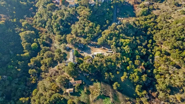 an aerial view of a house