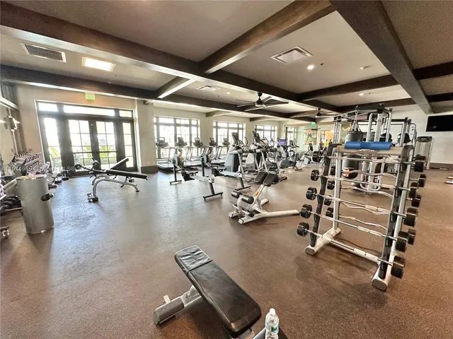 a view of a room with gym equipment