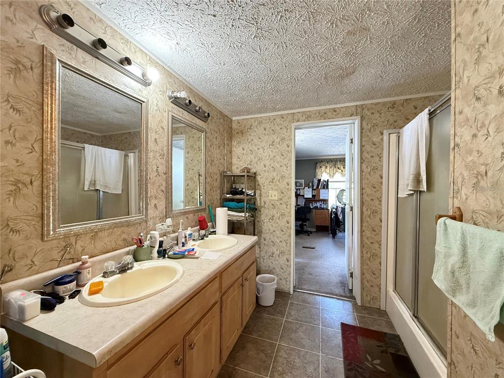 11101 Sumner Road Wimauma, FL 33598 - Photo 16 of 22 a en suite bathroom with a sink double vanity and a shower