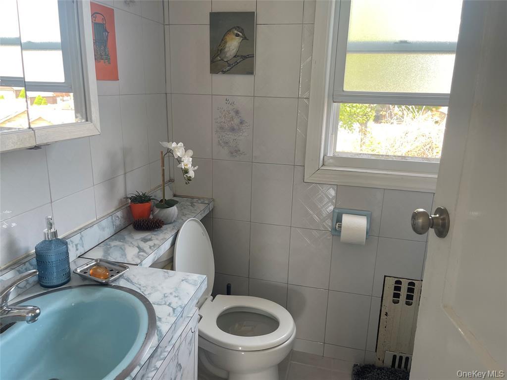 248-29 88th Road Queens, NY 11426 - Photo 10 of 20 a bathroom with a granite countertop toilet and a sink