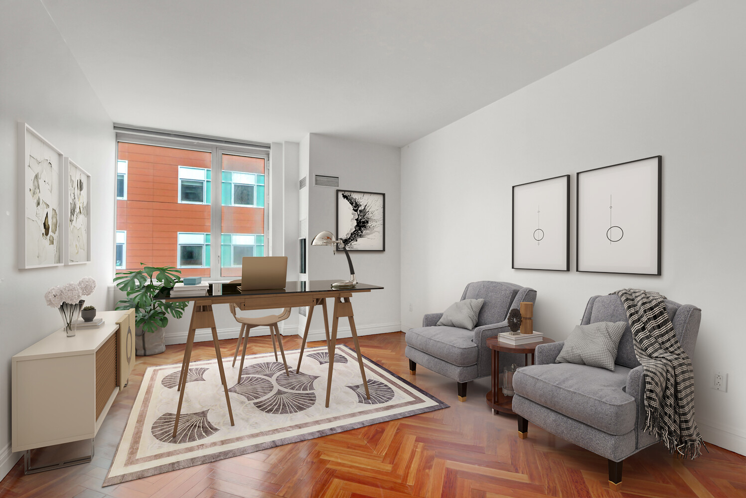 90 East End Avenue, Unit 10B Manhattan, NY 10028 - Photo 15 of 39 a living room with furniture and a large window