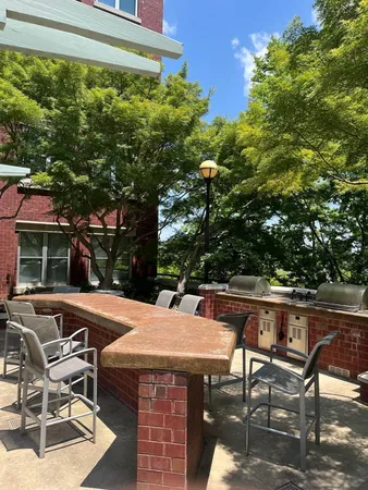 a view of backyard with seating space