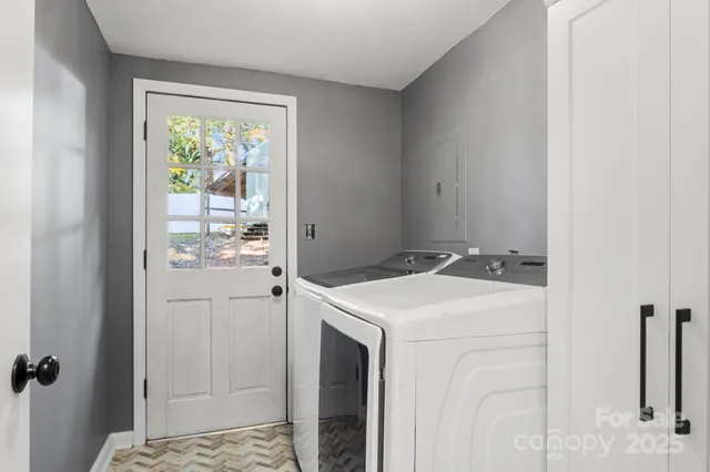 a utility room with dryer and washer