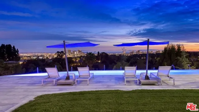 an outdoor space with seating