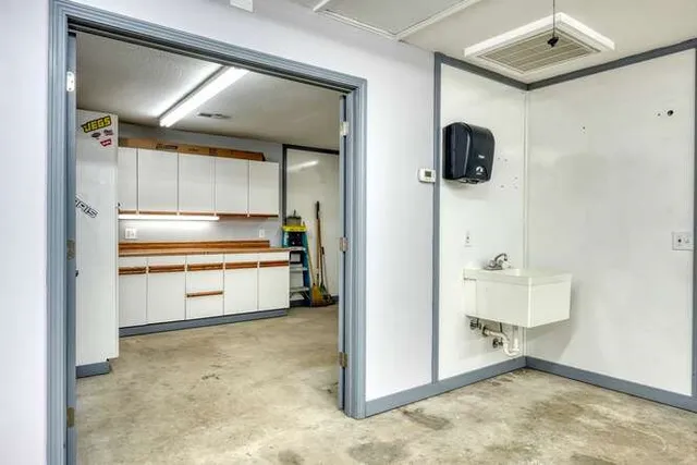 a view of a town with mountains in the background