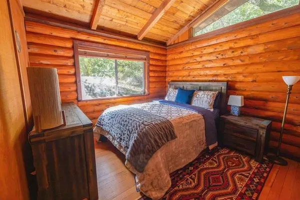 a view of a wooden door