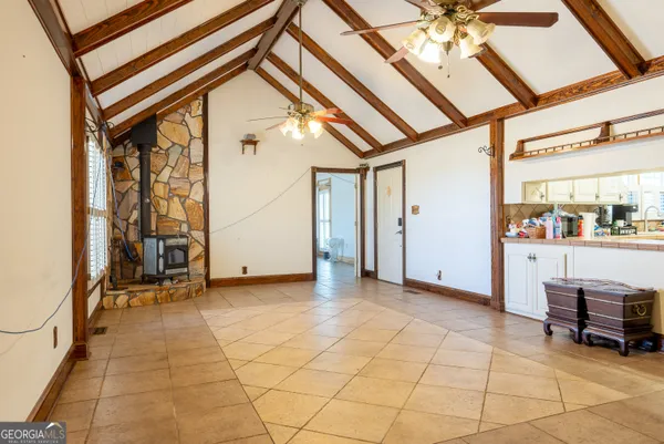 a view of an entryway with a room