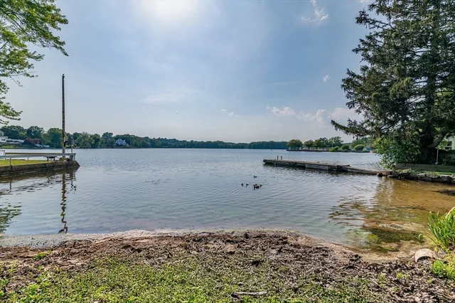 a view of a lake with houses