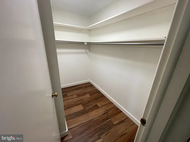 a view of an empty walk in closet