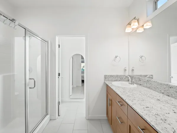 a view of a backyard with a garden and plants