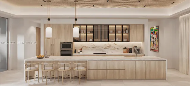 a living room with furniture and large windows