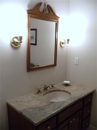 12 Boyce Farm Road Lincoln, MA 01773 - Photo 22 of 30 a bathroom with a granite countertop sink and a mirror