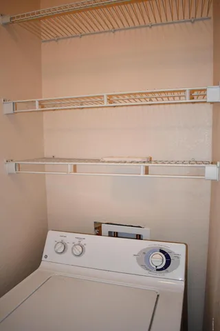 a close up view of washer and dryer
