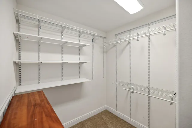 a view of walk in closet with empty racks