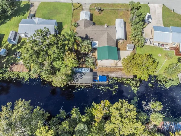 an aerial view of a house