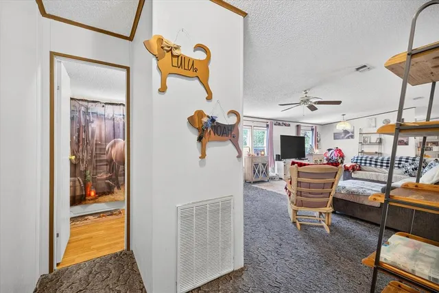 a dining room with furniture