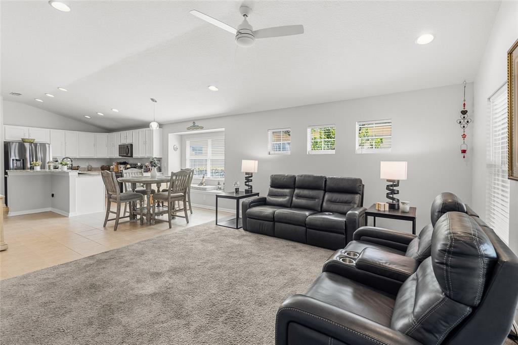 6641 Boulder Run Loop Wesley Chapel, FL 33545 - Photo 19 of 43 a living room with furniture and kitchen view
