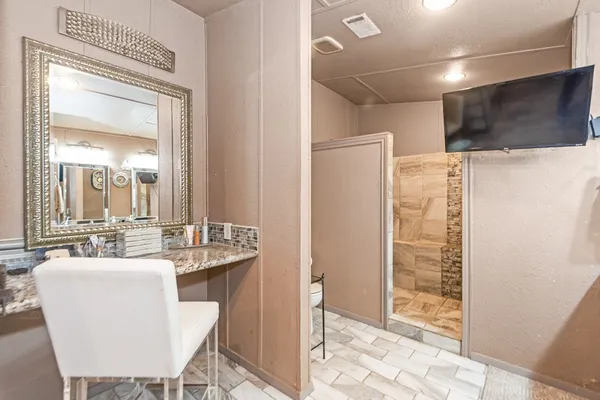 a dining room with wooden floor