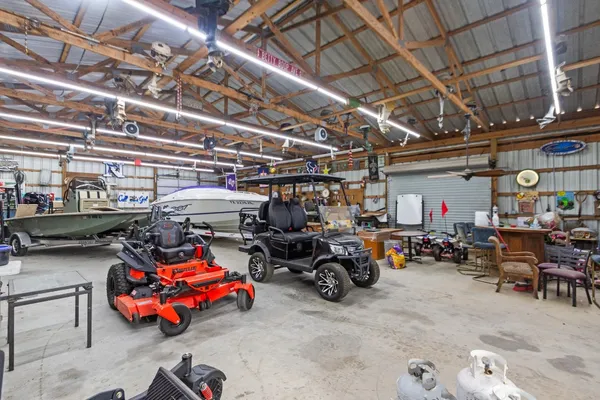 a view of parking garage with cars