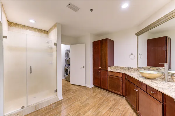 a view of small space with wooden floor