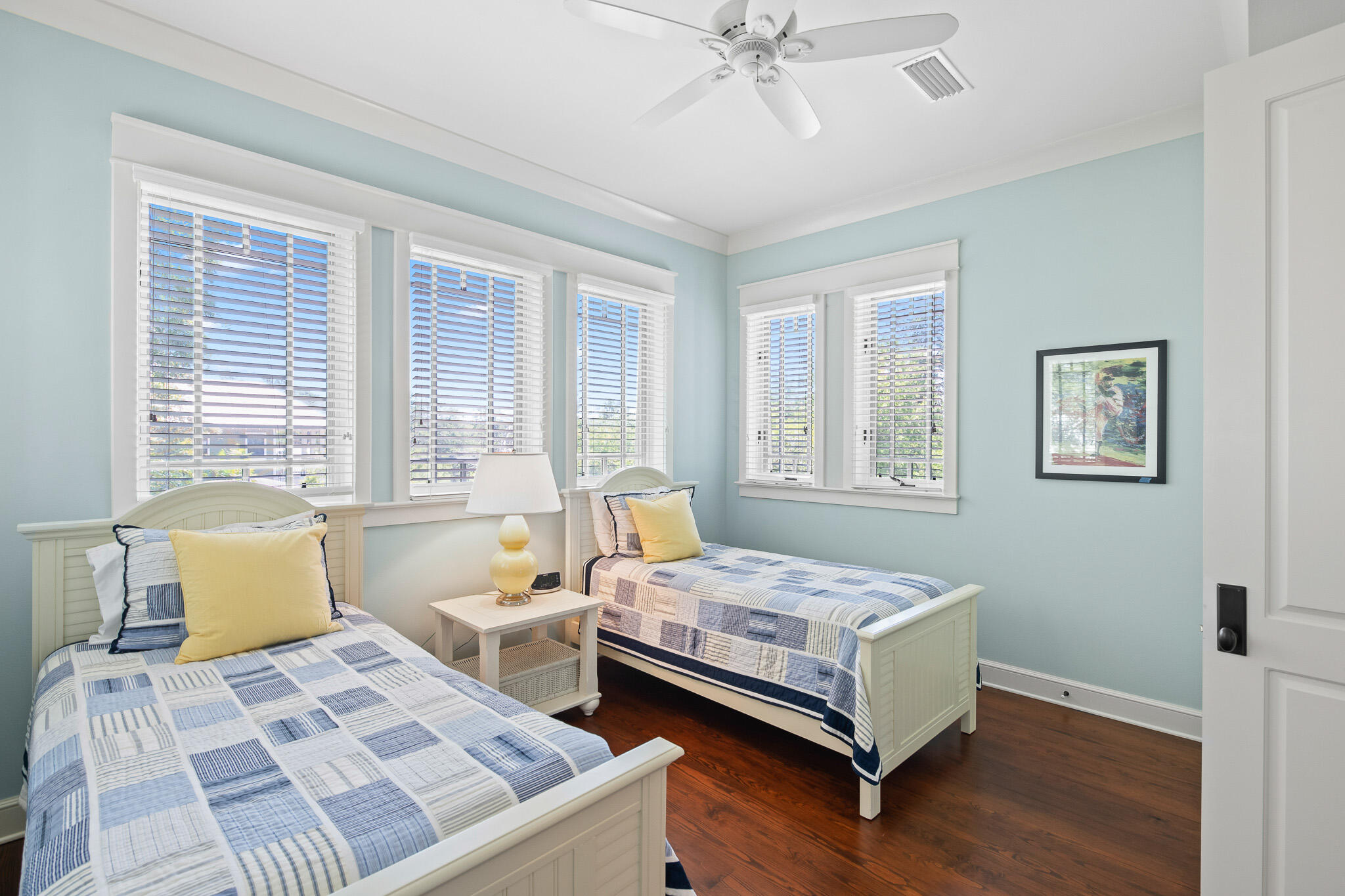 106 Okeechobee West Santa Rosa Beach, FL 32459 - Photo 36 of 53 a bedroom with a bed and wooden floor