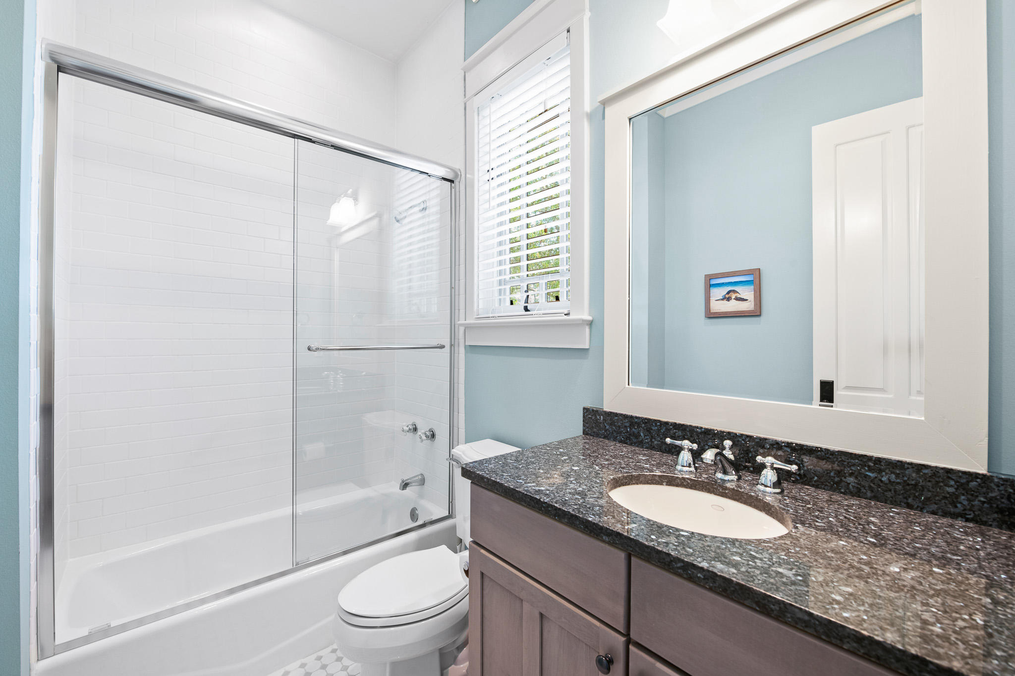 106 Okeechobee West Santa Rosa Beach, FL 32459 - Photo 38 of 53 a bathroom with a granite countertop sink toilet and shower