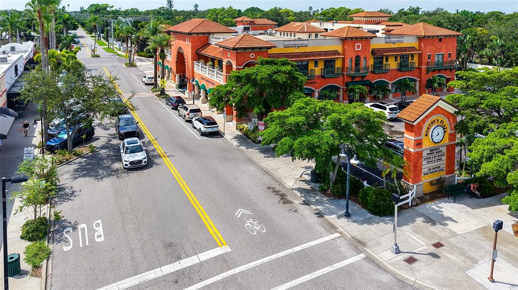 1702 Hillview Street Sarasota, FL 34239 - Photo 59 of 67 an aerial view of a house with swimming pool