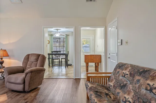 a living room with furniture