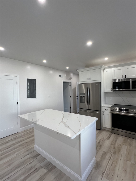 31 Old Morton Street, Unit 1 Boston, MA 02126 - Photo 2 of 17 a large kitchen with stainless steel appliances kitchen island a sink dishwasher a refrigerator and a stove