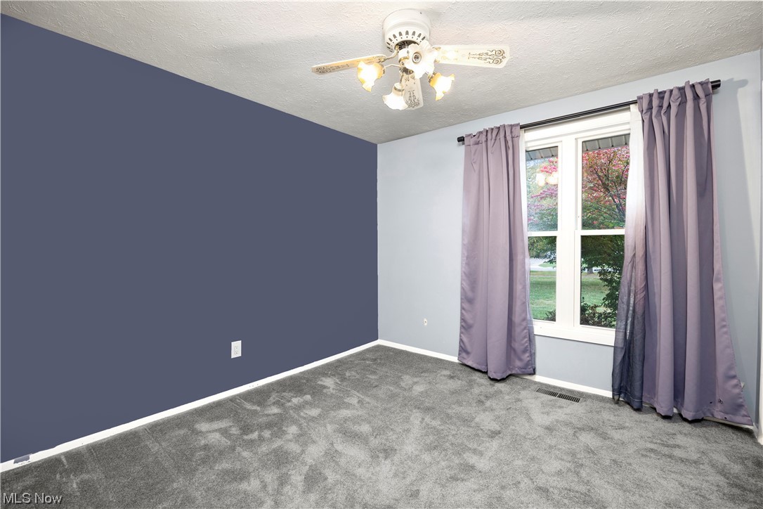 18042 Howe Road Strongsville, OH 44136 - Photo 17 of 35 Carpeted spare room with ceiling fan and a textured ceiling