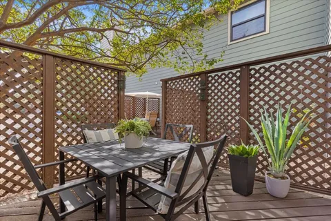 a view of a outdoor seating area with furniture