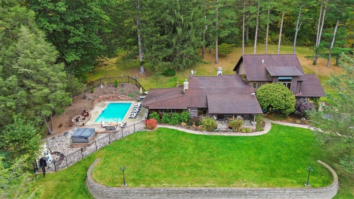 Aerial view of just the house.