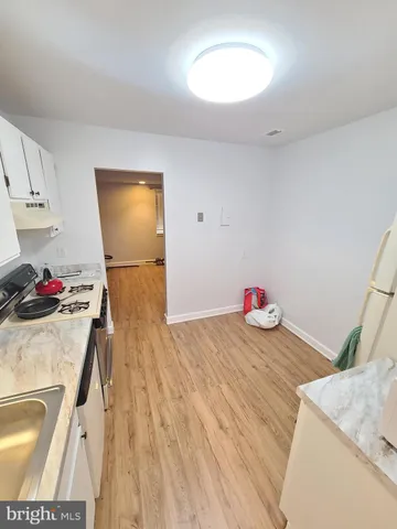a view of a kitchen with a sink dishwasher and a fireplace with wooden floor